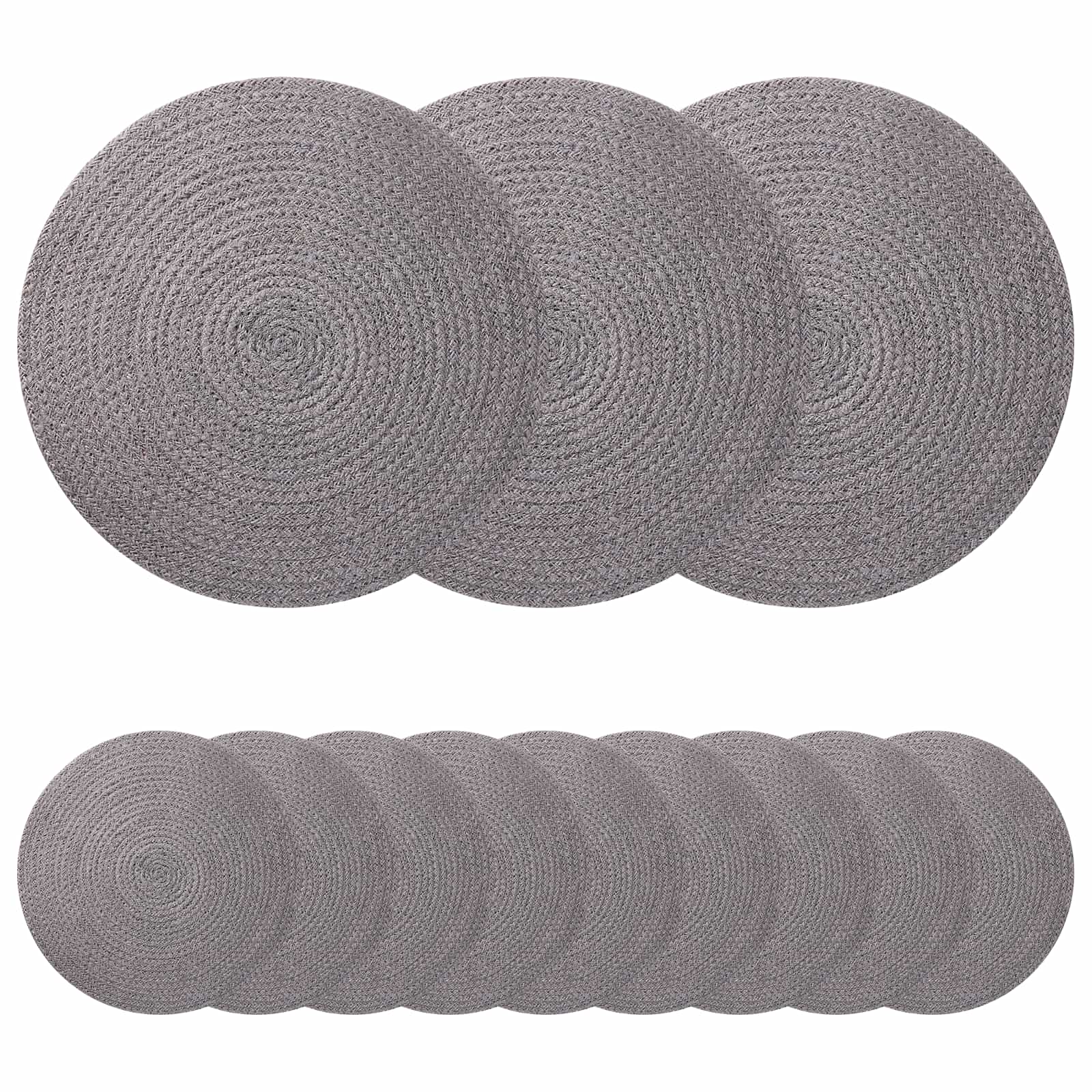 vidaXL Podkładki Jutowe 12 pcs Szary Ø 30 cm 100% Juta Tossa