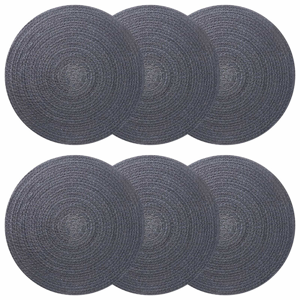 vidaXL Podkładki Jutowe 6 pcs ciemnoszary Ø 30 cm 100% Juta Tossa