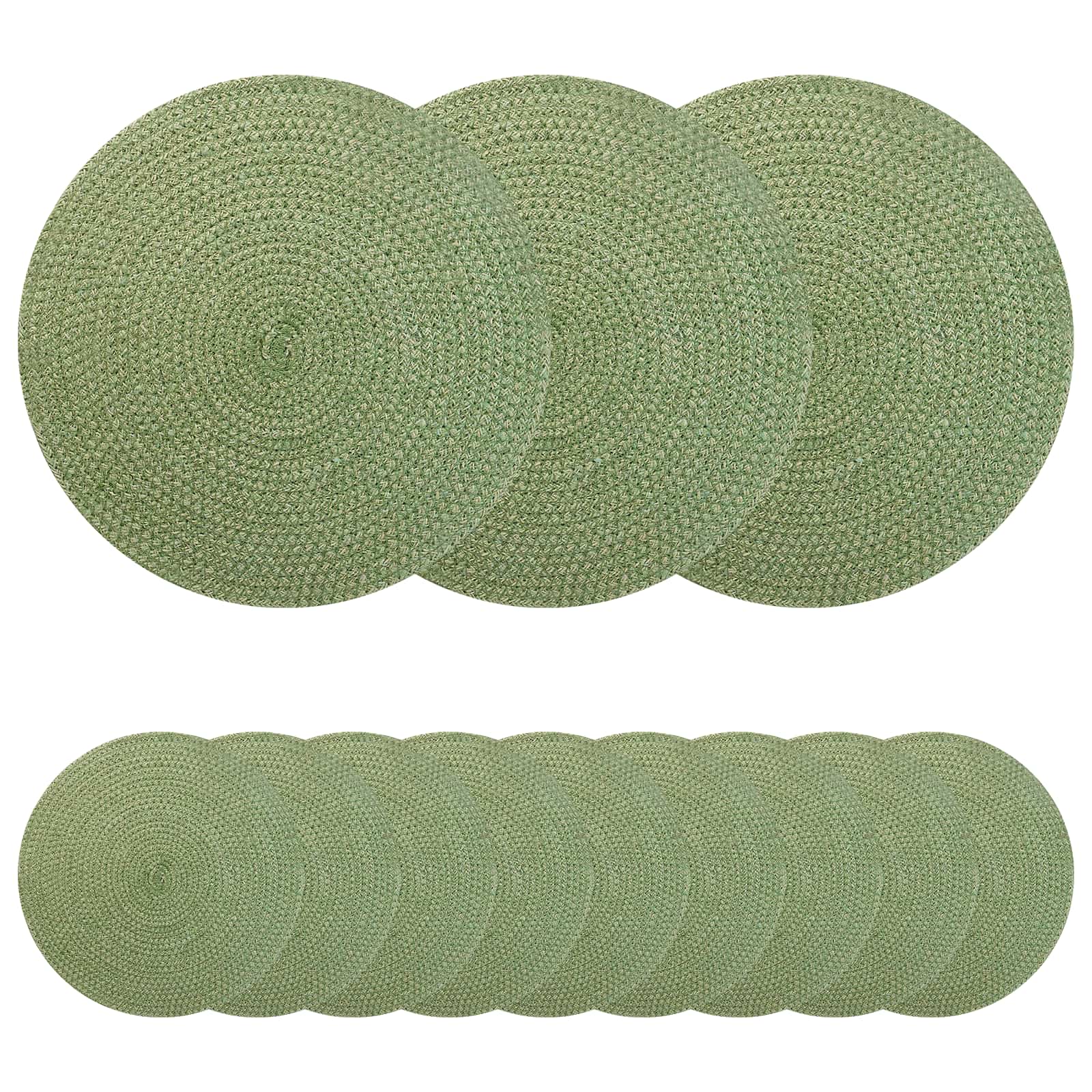 vidaXL Podkładki Jutowe 12 pcs oliwkowa zieleń Ø 30 cm 100% Juta Tossa