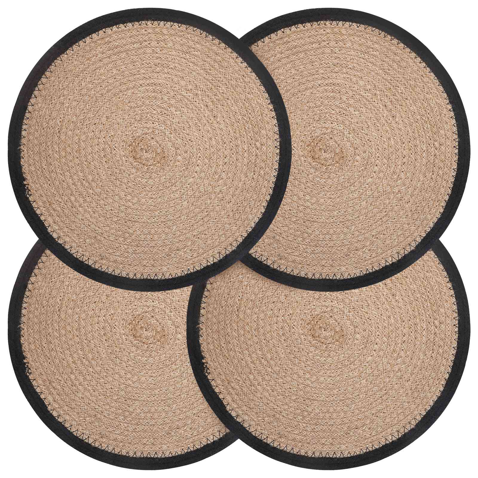 vidaXL Podkładki Jutowe 4 pcs Naturalny i czarny Ø 30 cm