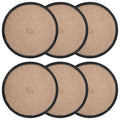 vidaXL Podkładki Jutowe 6 pcs Naturalny i czarny Ø 30 cm