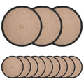 vidaXL Podkładki Jutowe 12 pcs Naturalny i czarny Ø 30 cm