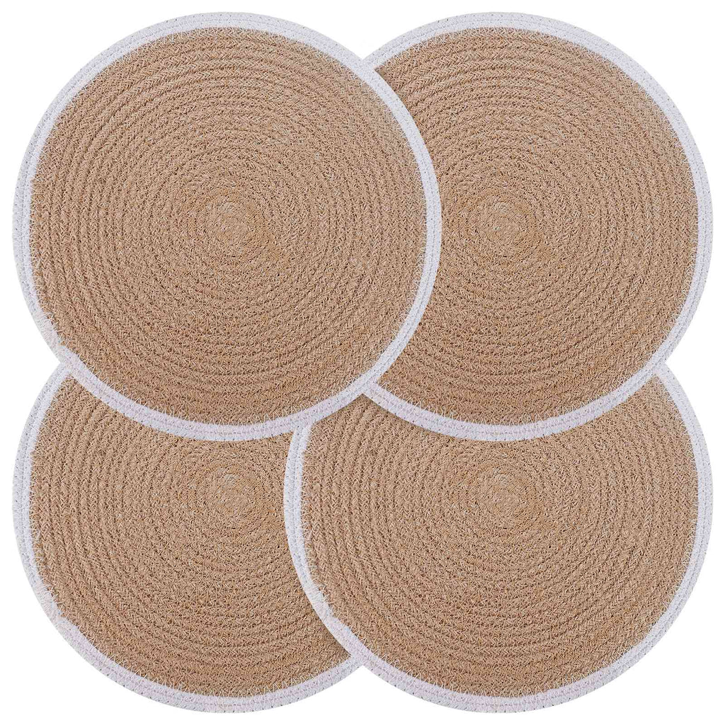 vidaXL Podkładki Jutowe 4 pcs Naturalne i białe Ø 30 cm