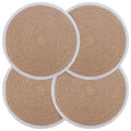 vidaXL Podkładki Jutowe 4 pcs Naturalne i białe Ø 30 cm