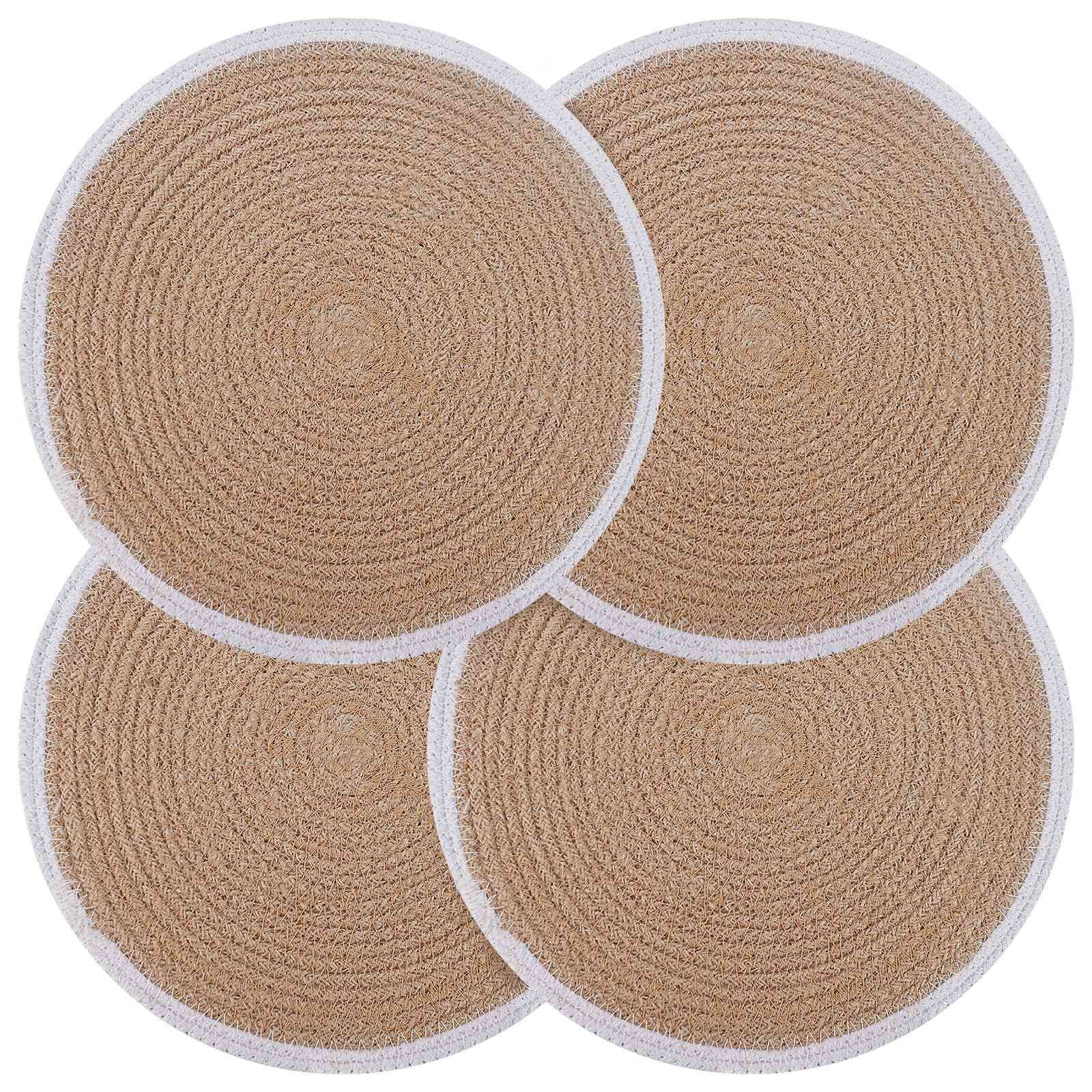 vidaXL Podkładki Jutowe 4 pcs Naturalne i białe Ø 30 cm