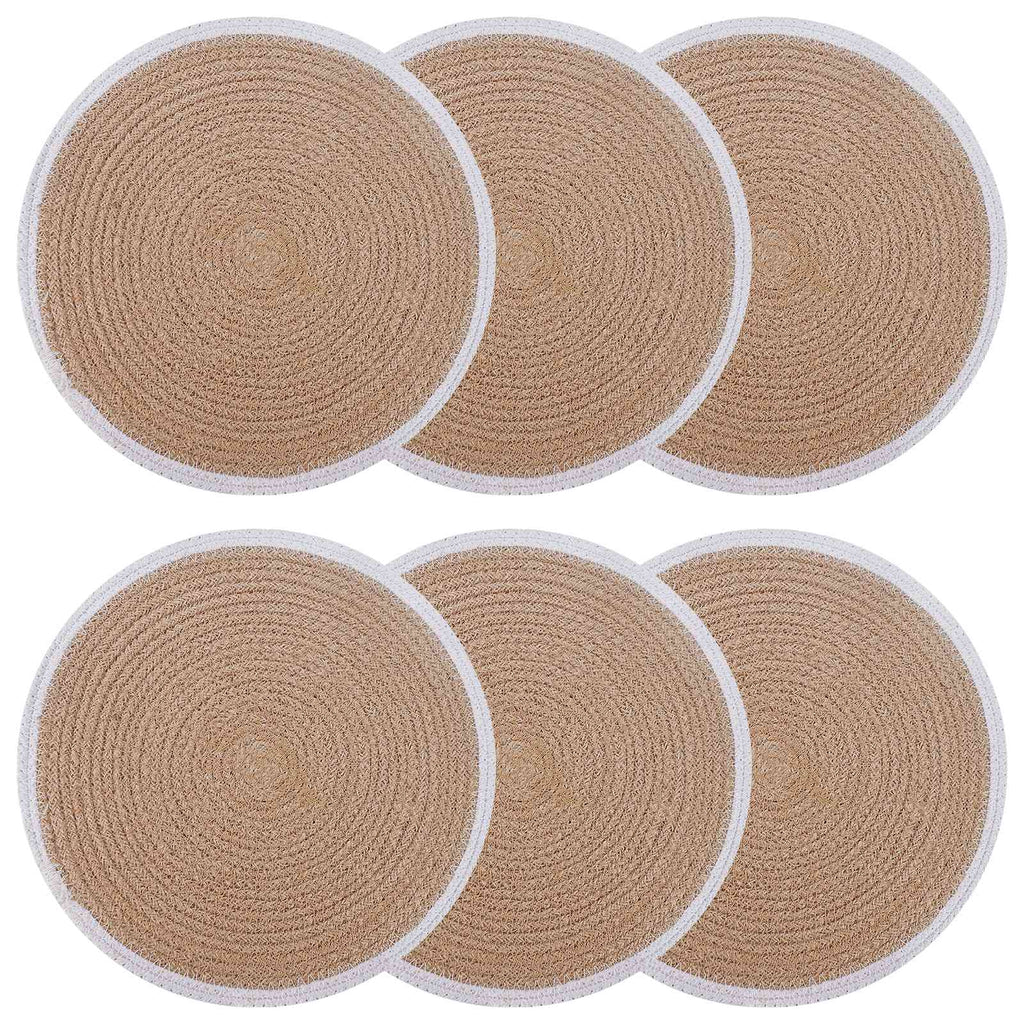 vidaXL Podkładki Jutowe 6 pcs Naturalne i białe Ø 30 cm