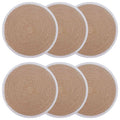 vidaXL Podkładki Jutowe 6 pcs Naturalne i białe Ø 30 cm