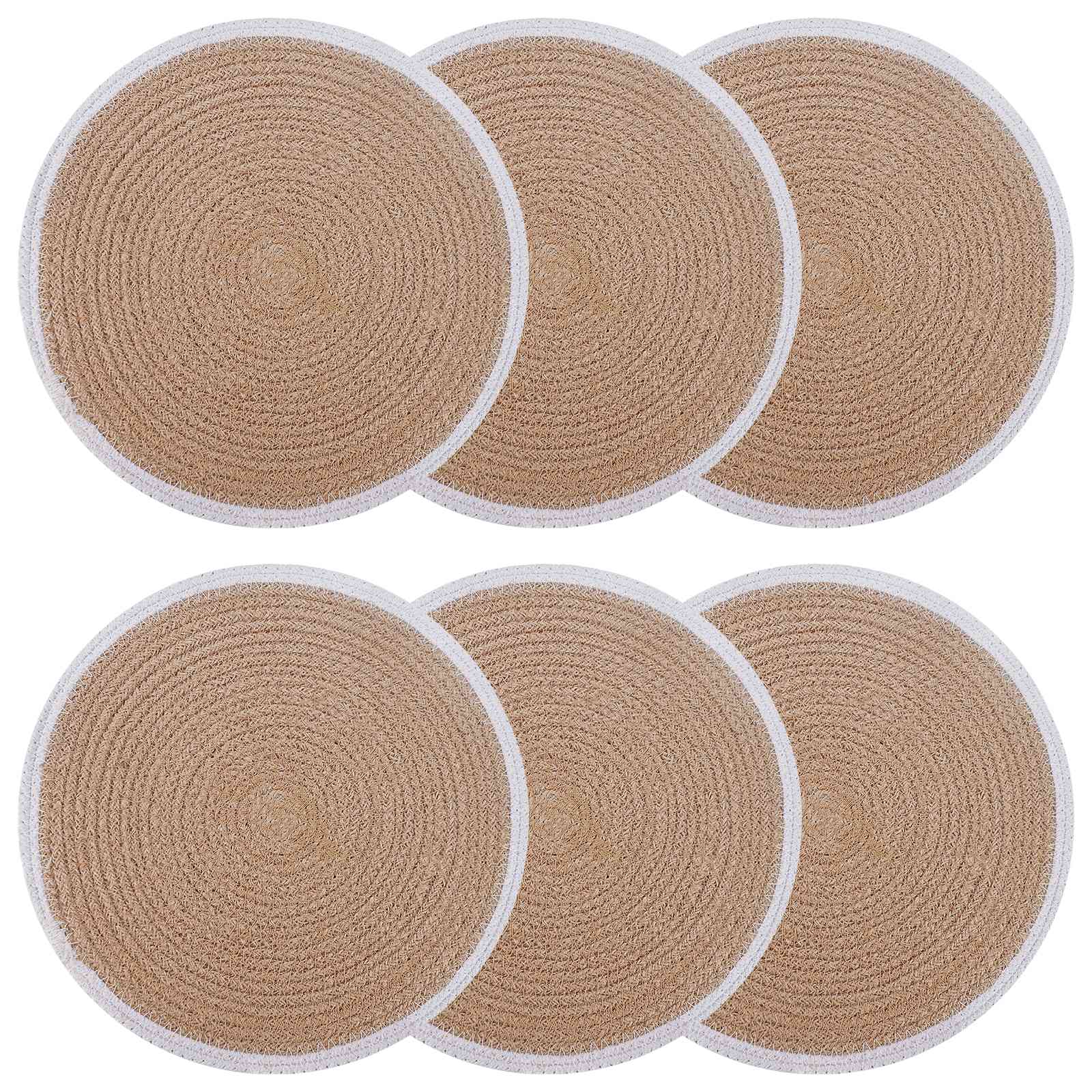 vidaXL Podkładki Jutowe 6 pcs Naturalne i białe Ø 30 cm