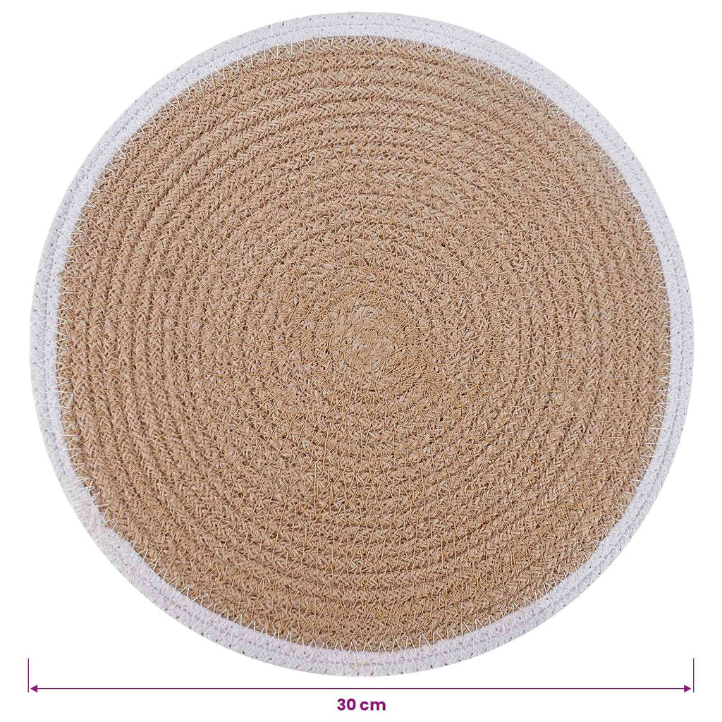vidaXL Podkładki Jutowe 6 pcs Naturalne i białe Ø 30 cm