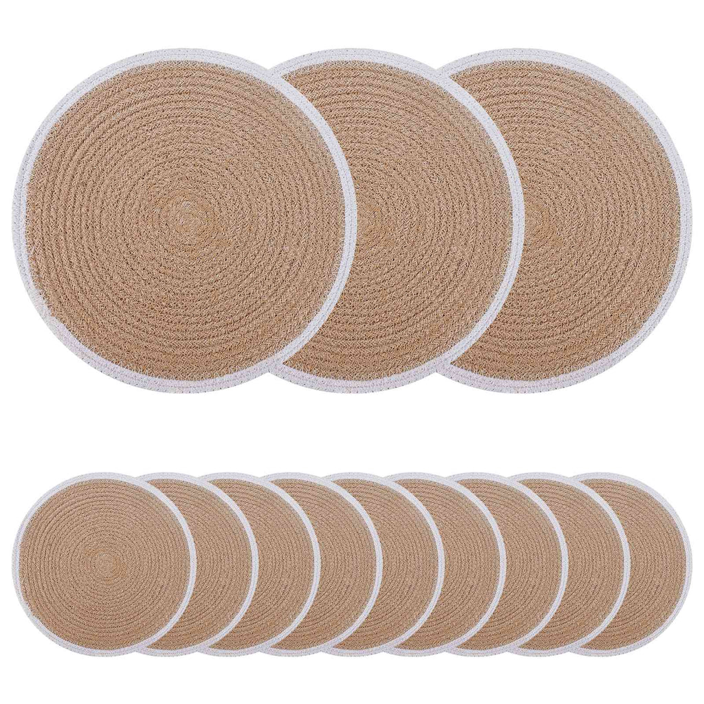 vidaXL Podkładki Jutowe 12 pcs Naturalne i białe Ø 30 cm