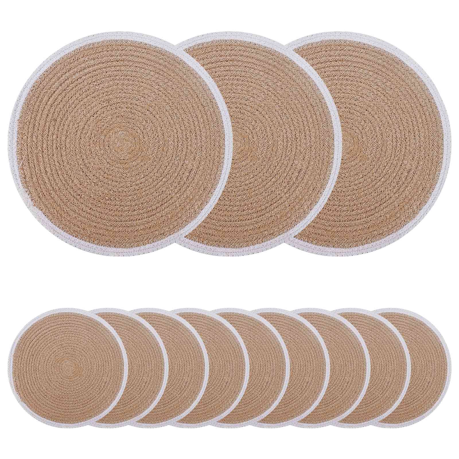 vidaXL Podkładki Jutowe 12 pcs Naturalne i białe Ø 30 cm