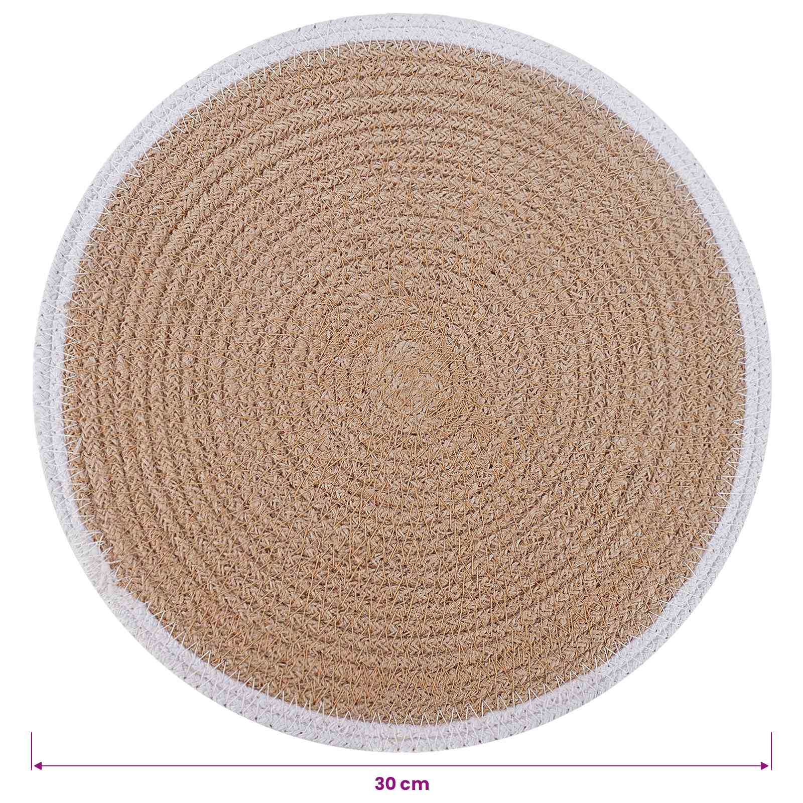 vidaXL Podkładki Jutowe 12 pcs Naturalne i białe Ø 30 cm