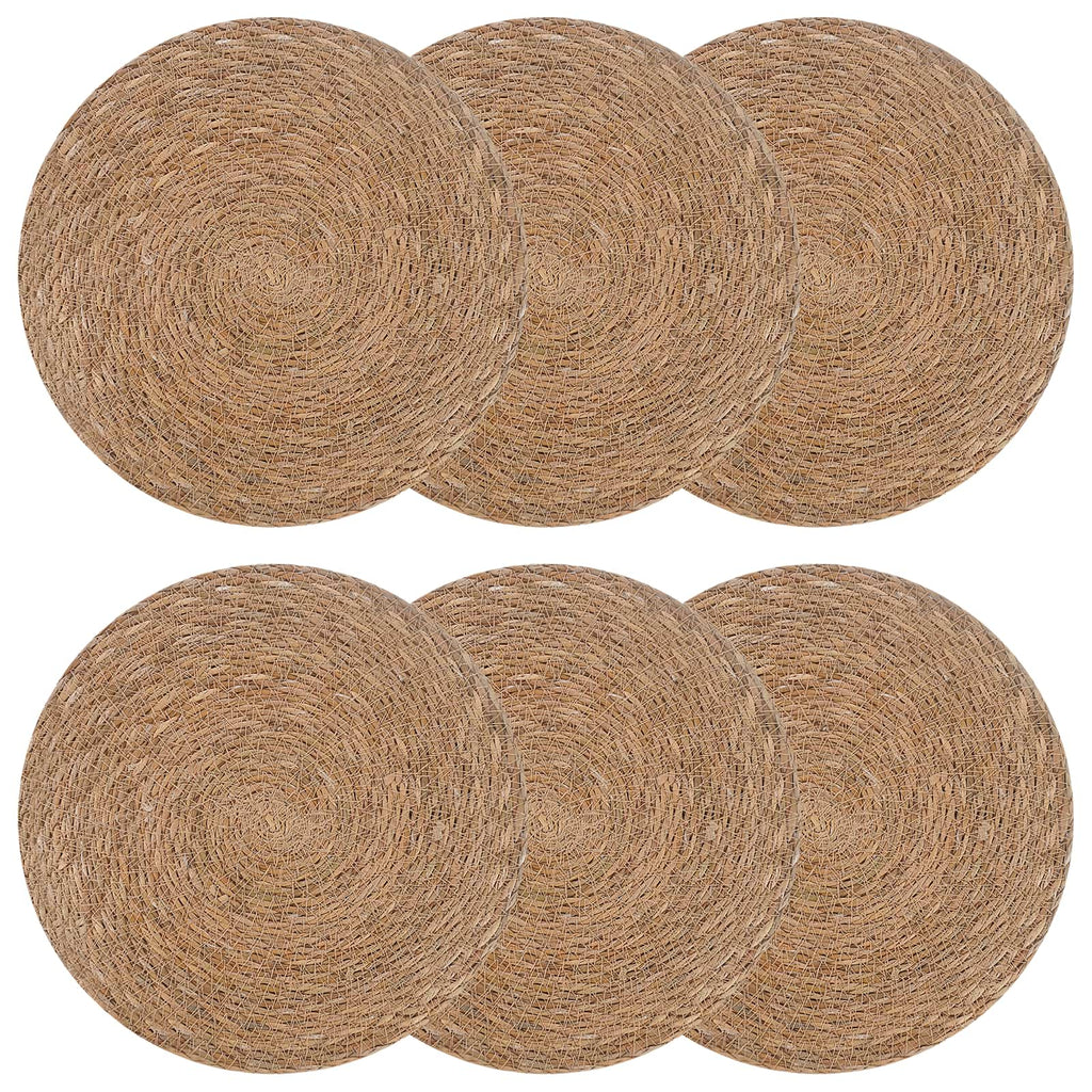 vidaXL Podkładki z trawy morskiej 6 pcs naturalny Ø 30 cm