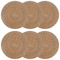 vidaXL Podkładki z trawy morskiej 6 pcs naturalny Ø 30 cm