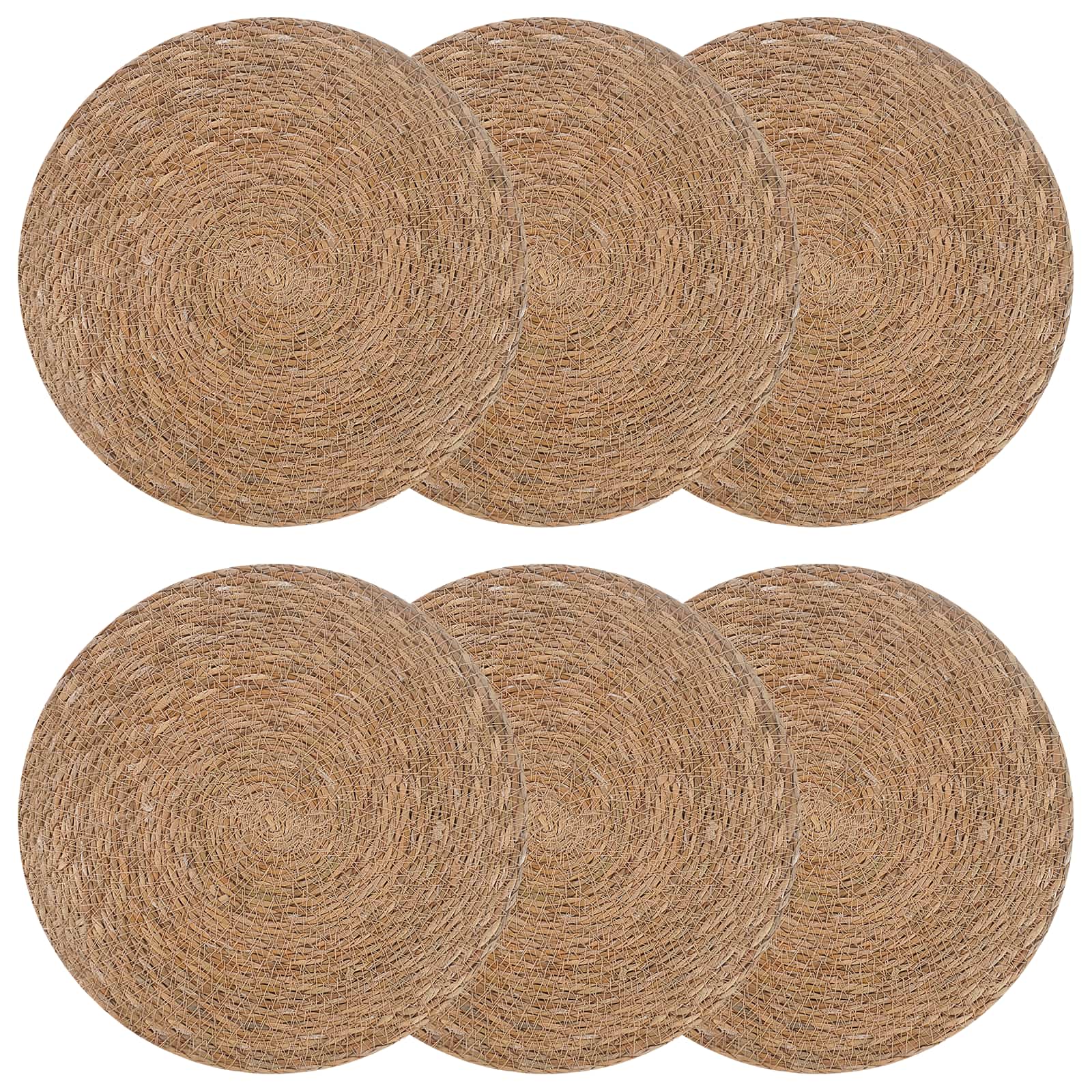 vidaXL Podkładki z trawy morskiej 6 pcs naturalny Ø 30 cm