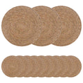 vidaXL Podkładki z trawy morskiej 12 pcs naturalny Ø 30 cm