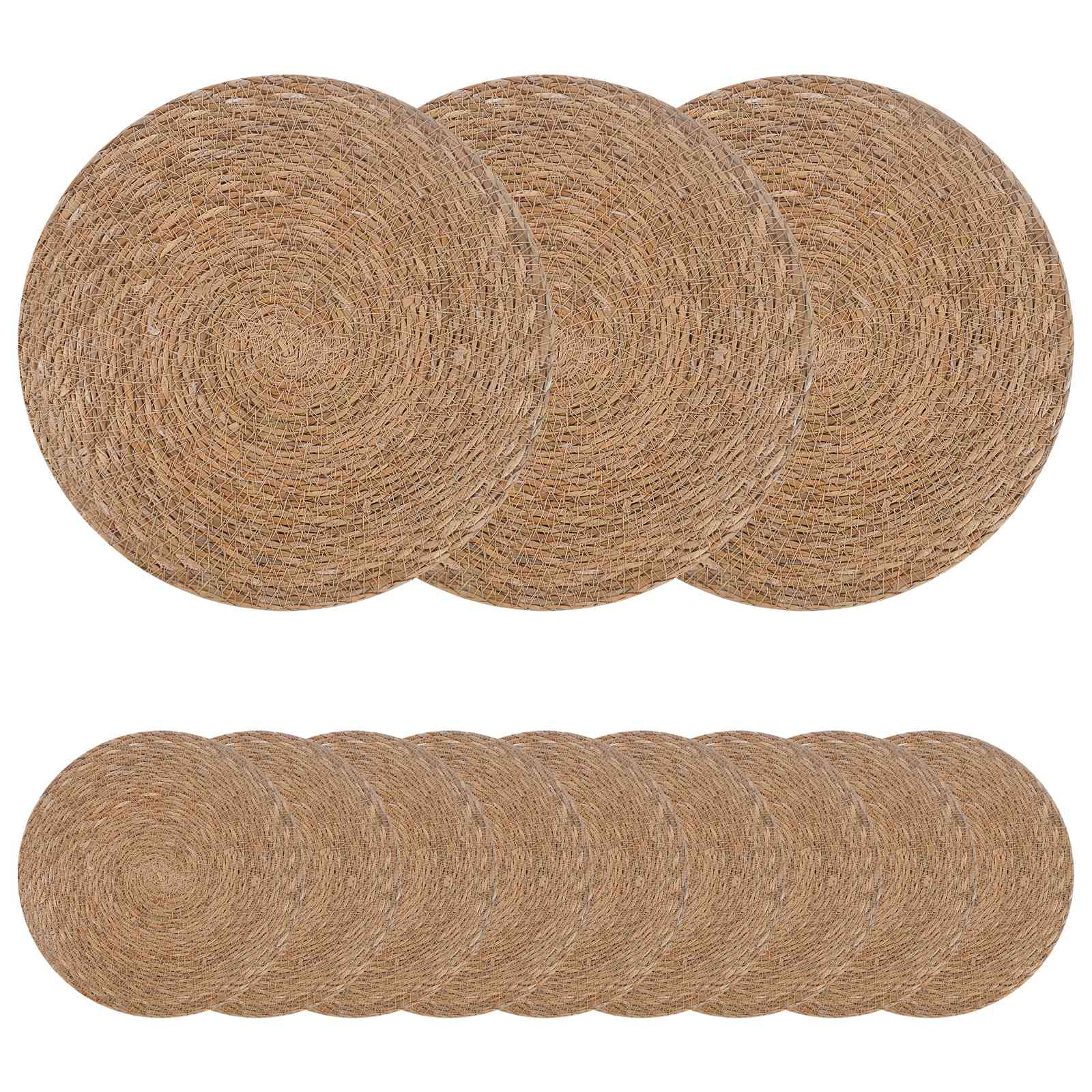 vidaXL Podkładki z trawy morskiej 12 pcs naturalny Ø 30 cm