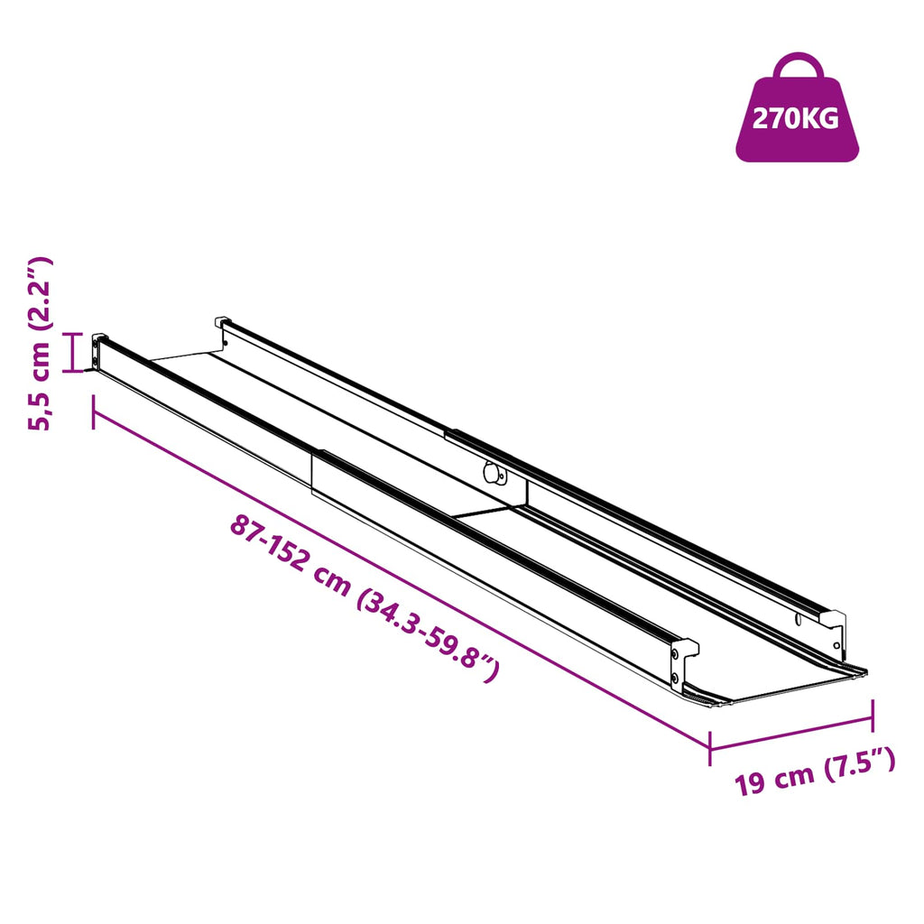 vidaXL Rampy do wózków inwalidzkich 270 kg 2 szt. Czarny