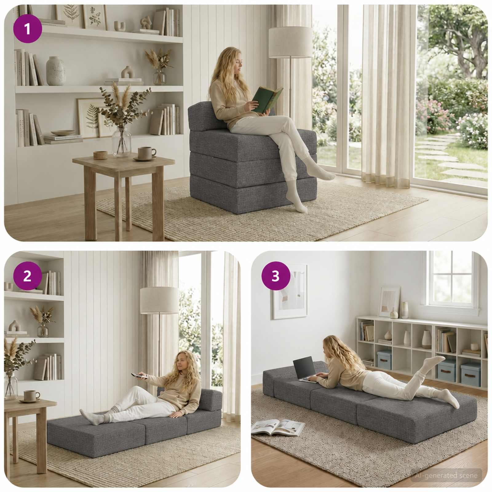 vidaXL Składana Sofa Łóżko jasnoszary 70 x 60 x 63 cm tkanina
