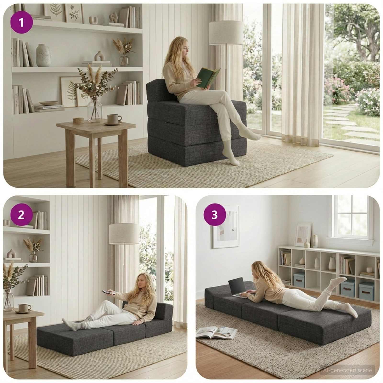 vidaXL Składana Sofa Łóżko ciemnoszary 200 x 70 x 15 cm tkanina