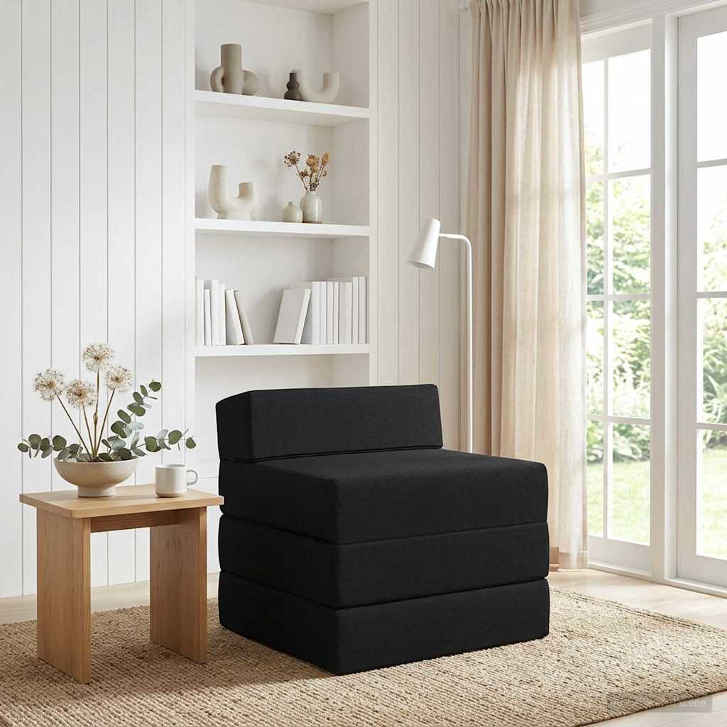 vidaXL Składana Sofa Łóżko Czarny 200 x 70 x 15 cm tkanina