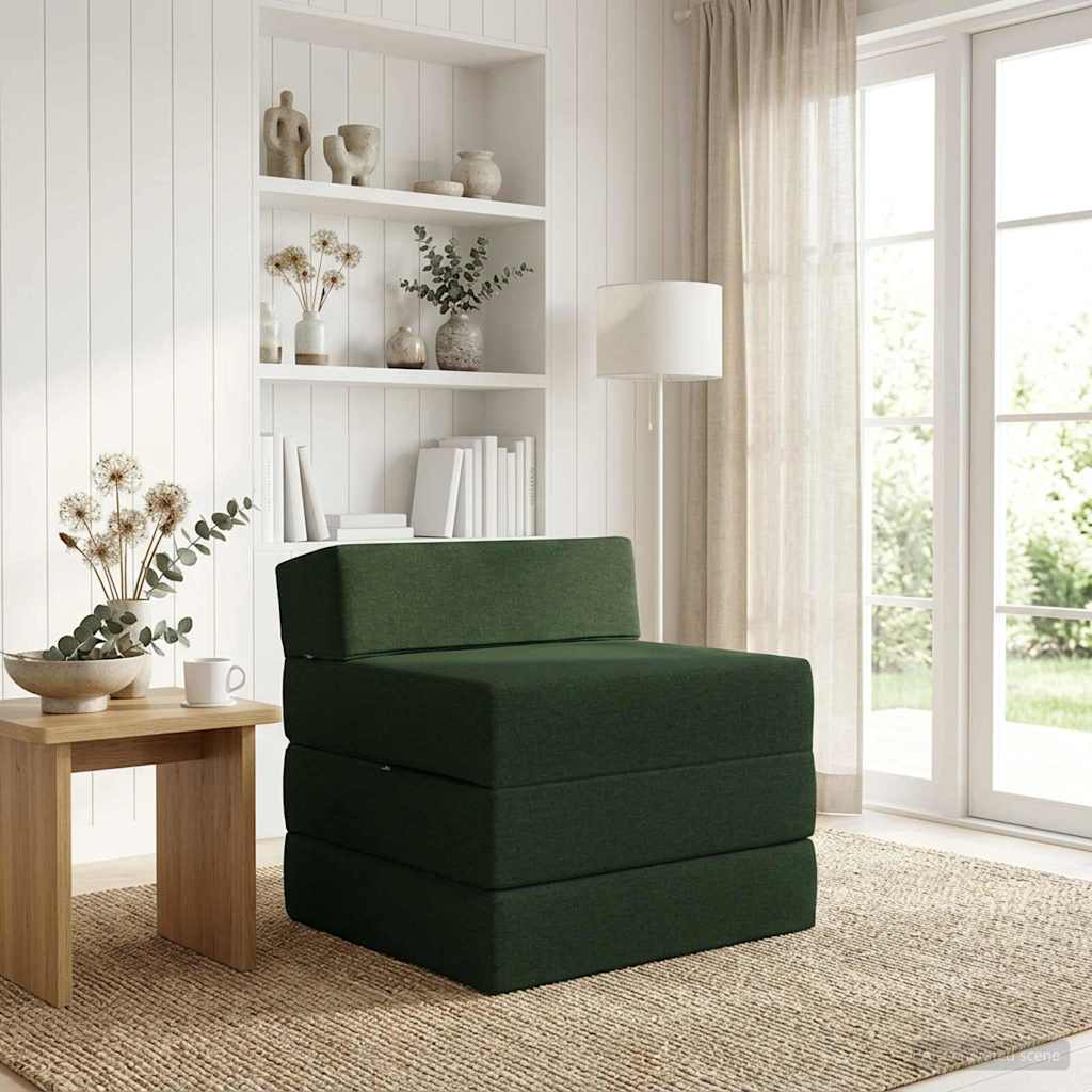 vidaXL Składana Sofa Łóżko Ciemnozielony 200 x 70 x 15 cm tkanina