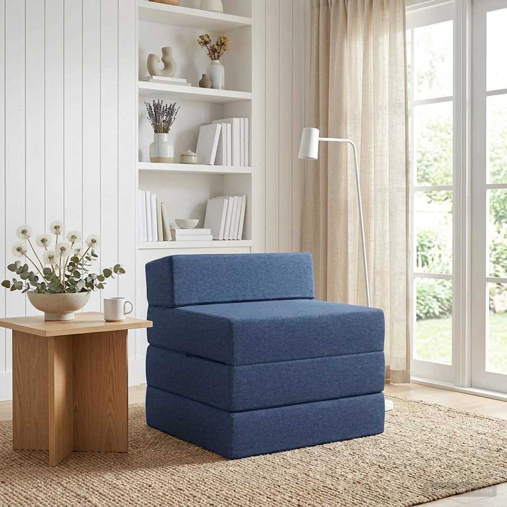 vidaXL Składana Sofa Łóżko niebieski 200 x 70 x 15 cm tkanina