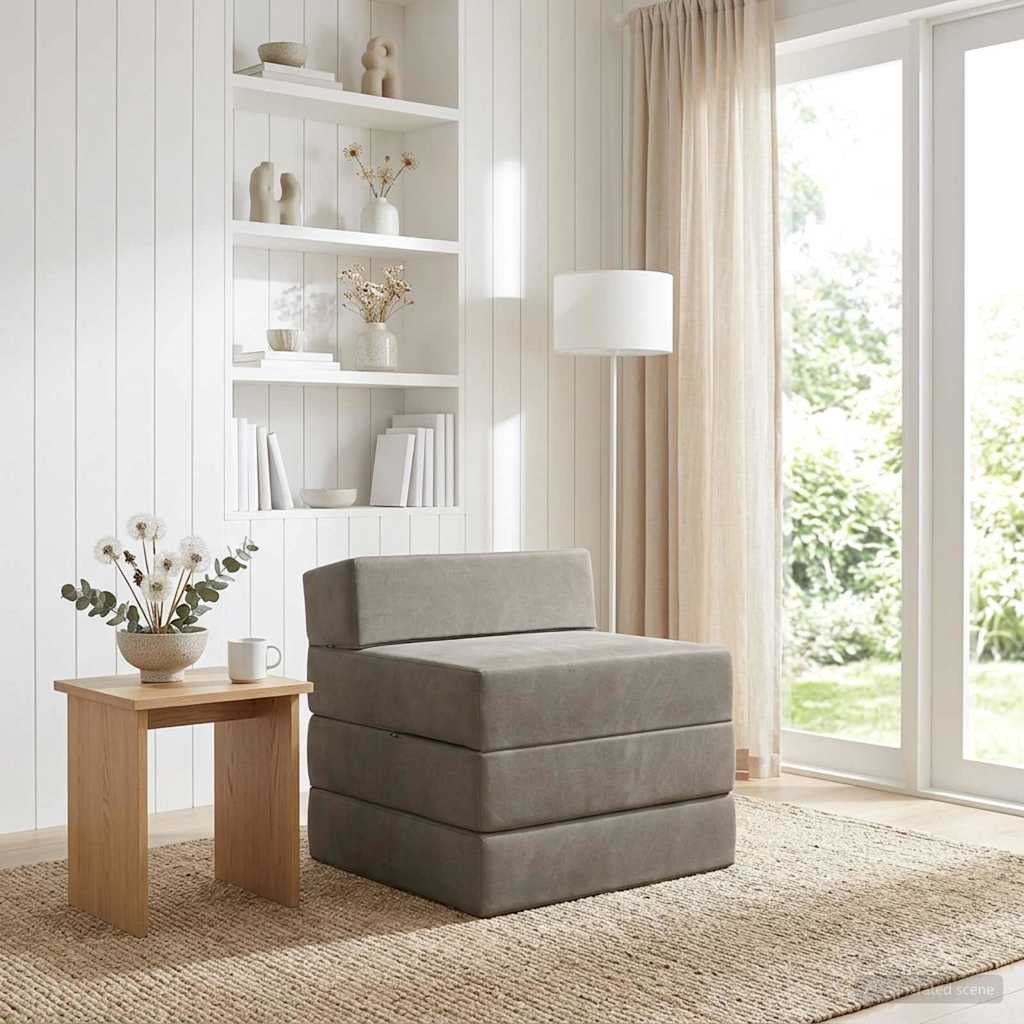 vidaXL Składana Sofa Łóżko jasnoszary 200 x 70 x 15 cm Welur