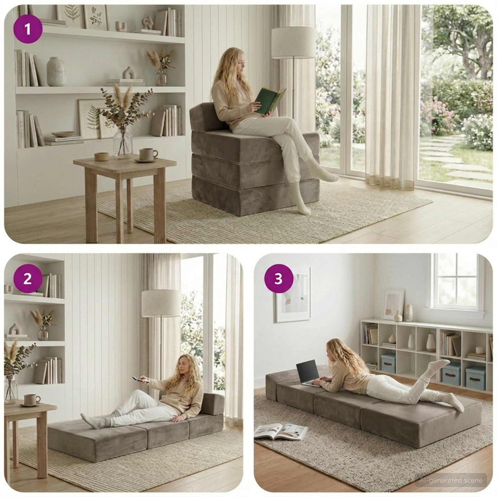 vidaXL Składana Sofa Łóżko jasnoszary 200 x 70 x 15 cm Welur