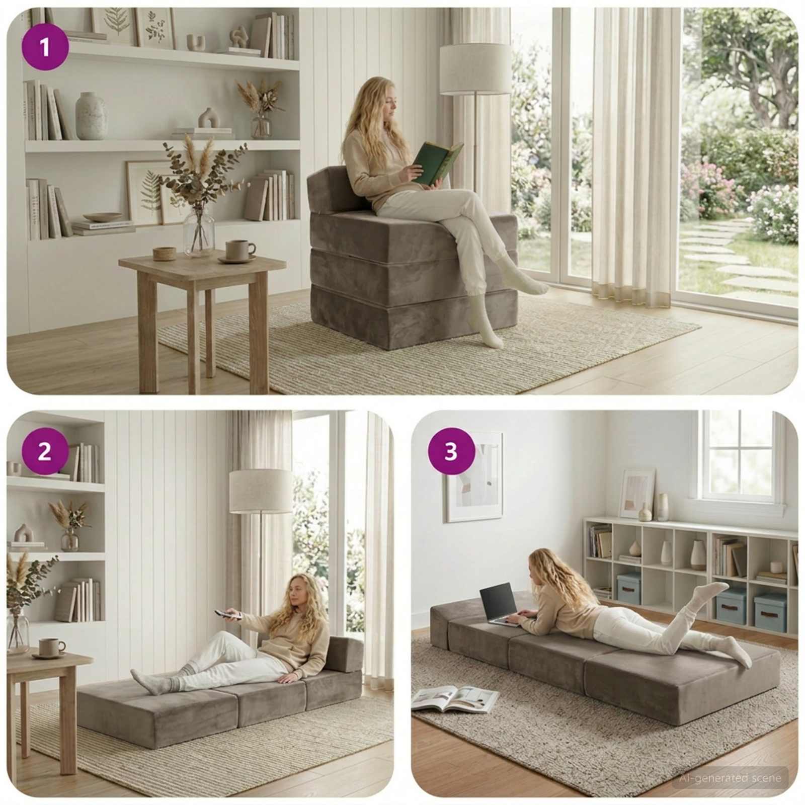 vidaXL Składana Sofa Łóżko jasnoszary 200 x 70 x 15 cm Welur