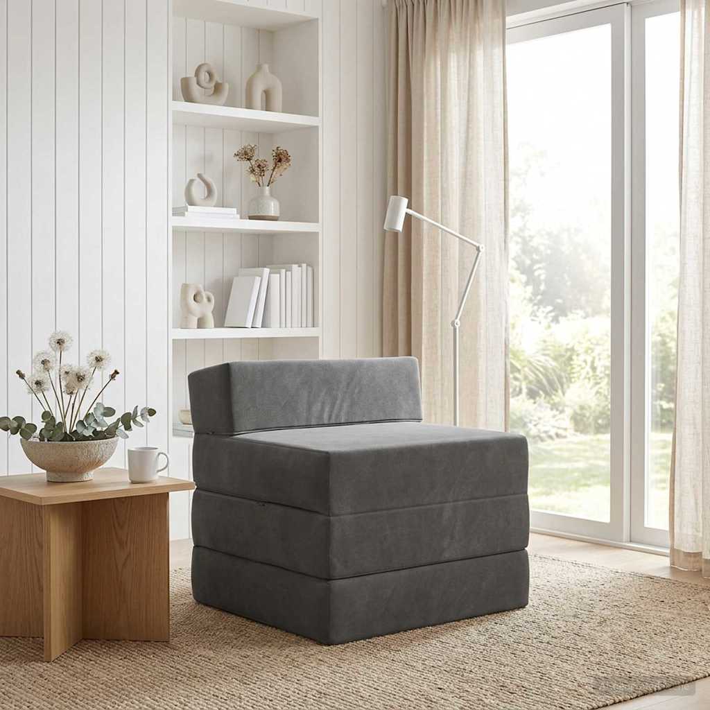vidaXL Składana Sofa Łóżko ciemnoszary 200 x 70 x 15 cm Welur