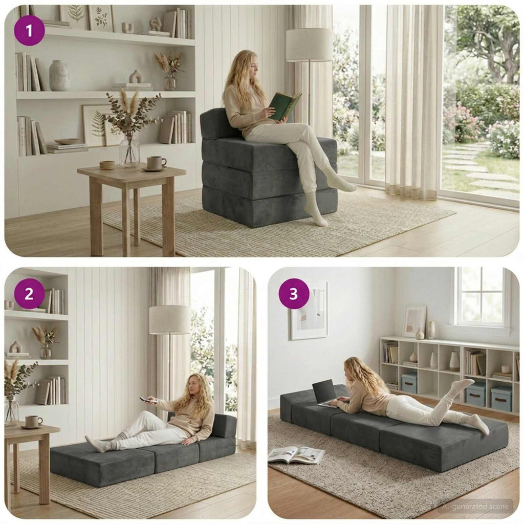 vidaXL Składana Sofa Łóżko ciemnoszary 200 x 70 x 15 cm Welur
