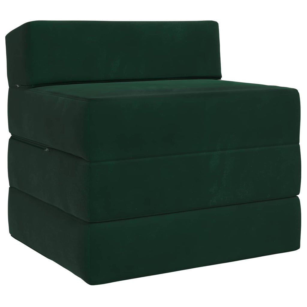 vidaXL Składana Sofa Łóżko Ciemnozielony 200 x 70 x 15 cm Welur