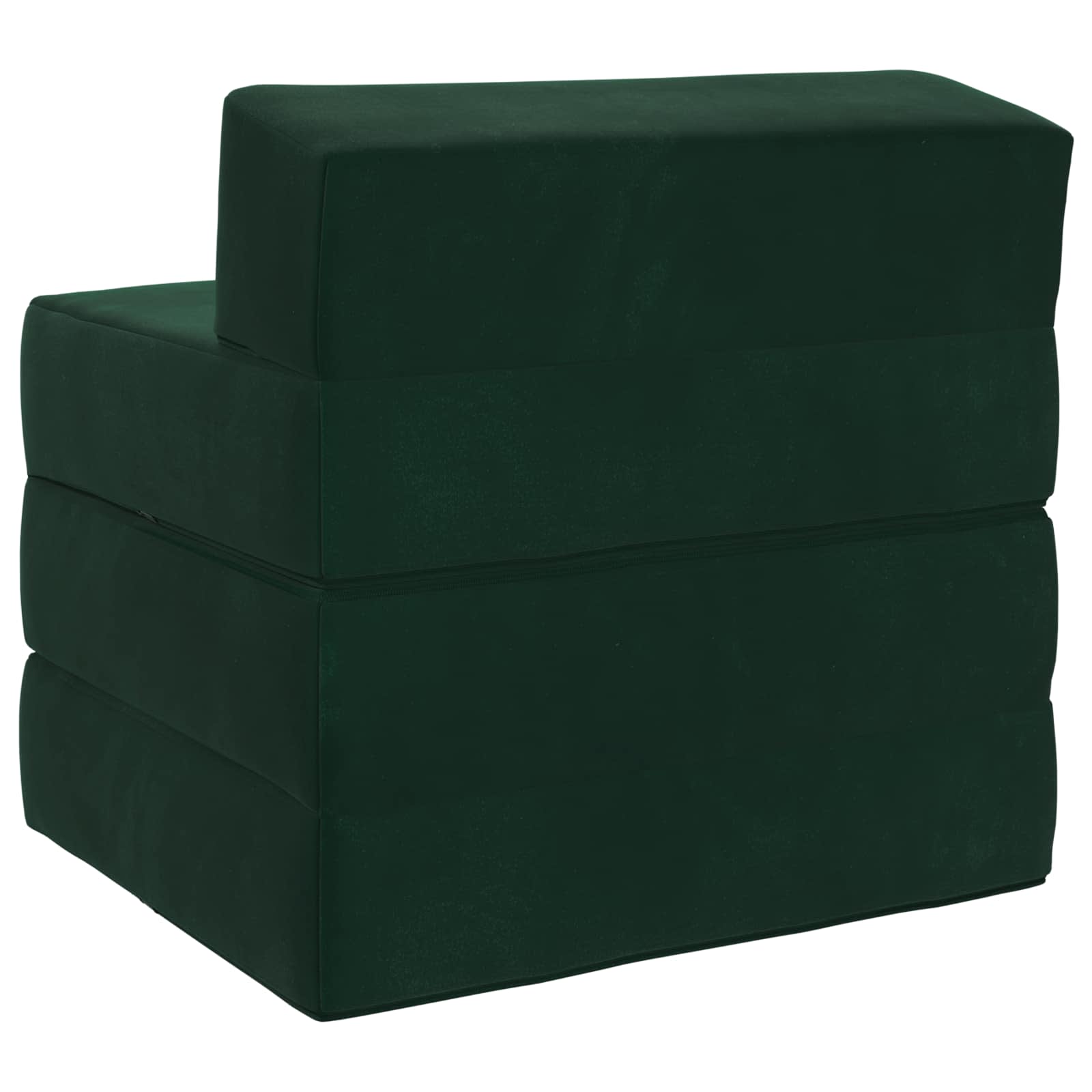 vidaXL Składana Sofa Łóżko Ciemnozielony 200 x 70 x 15 cm Welur