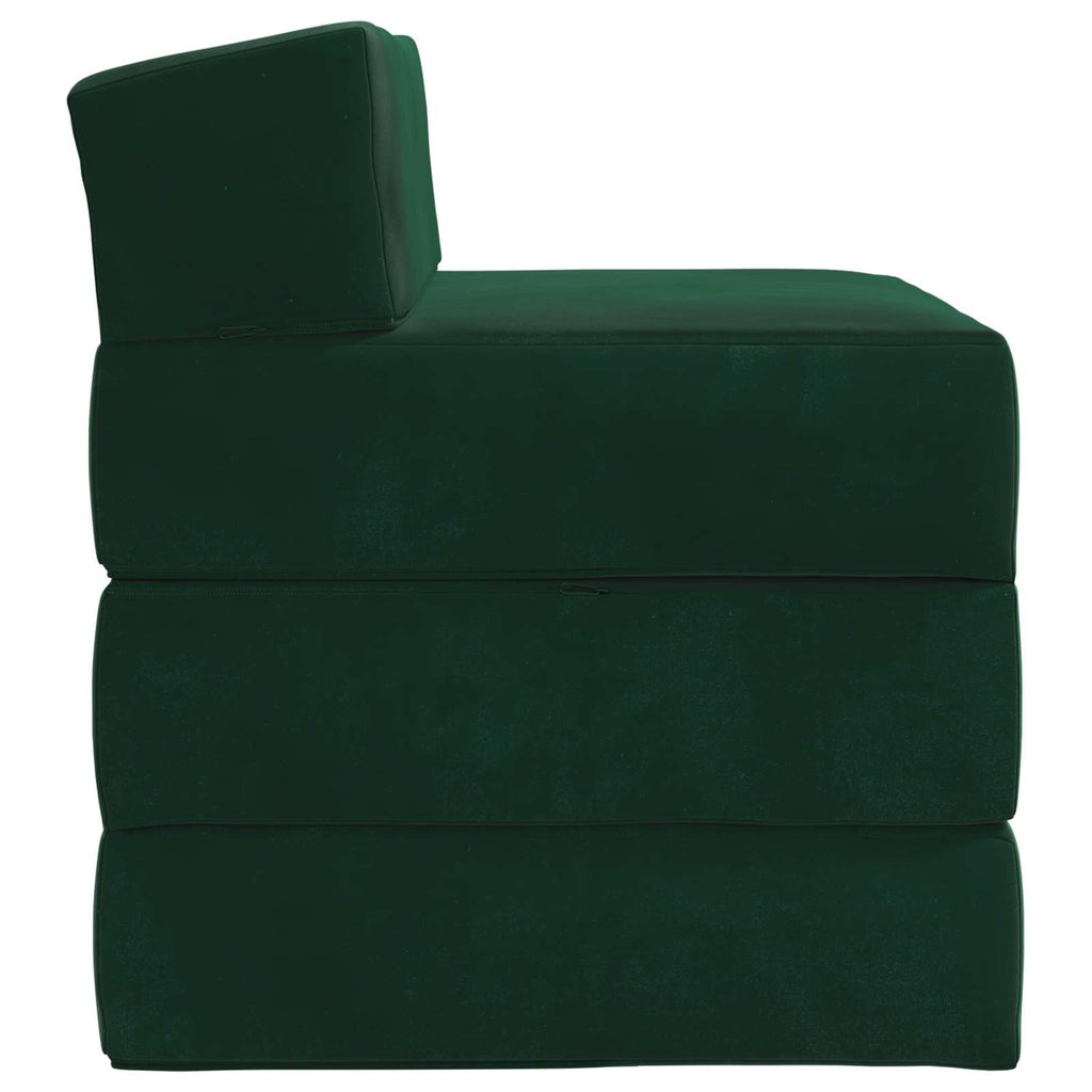 vidaXL Składana Sofa Łóżko Ciemnozielony 200 x 70 x 15 cm Welur