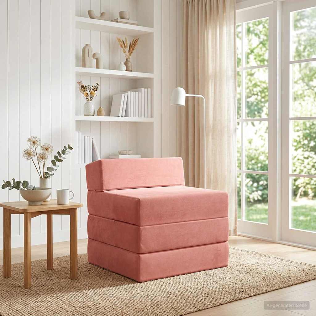 vidaXL Składana Sofa Łóżko różowy 200 x 70 x 15 cm Welur