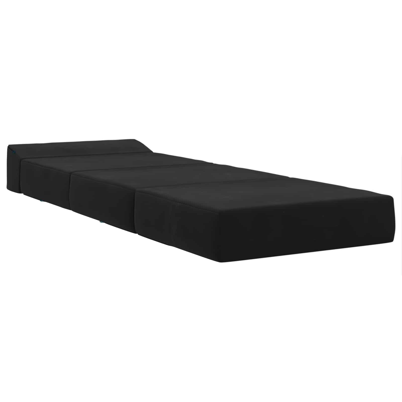 vidaXL Składana Sofa Łóżko Czarny 200 x 70 x 15 cm Welur