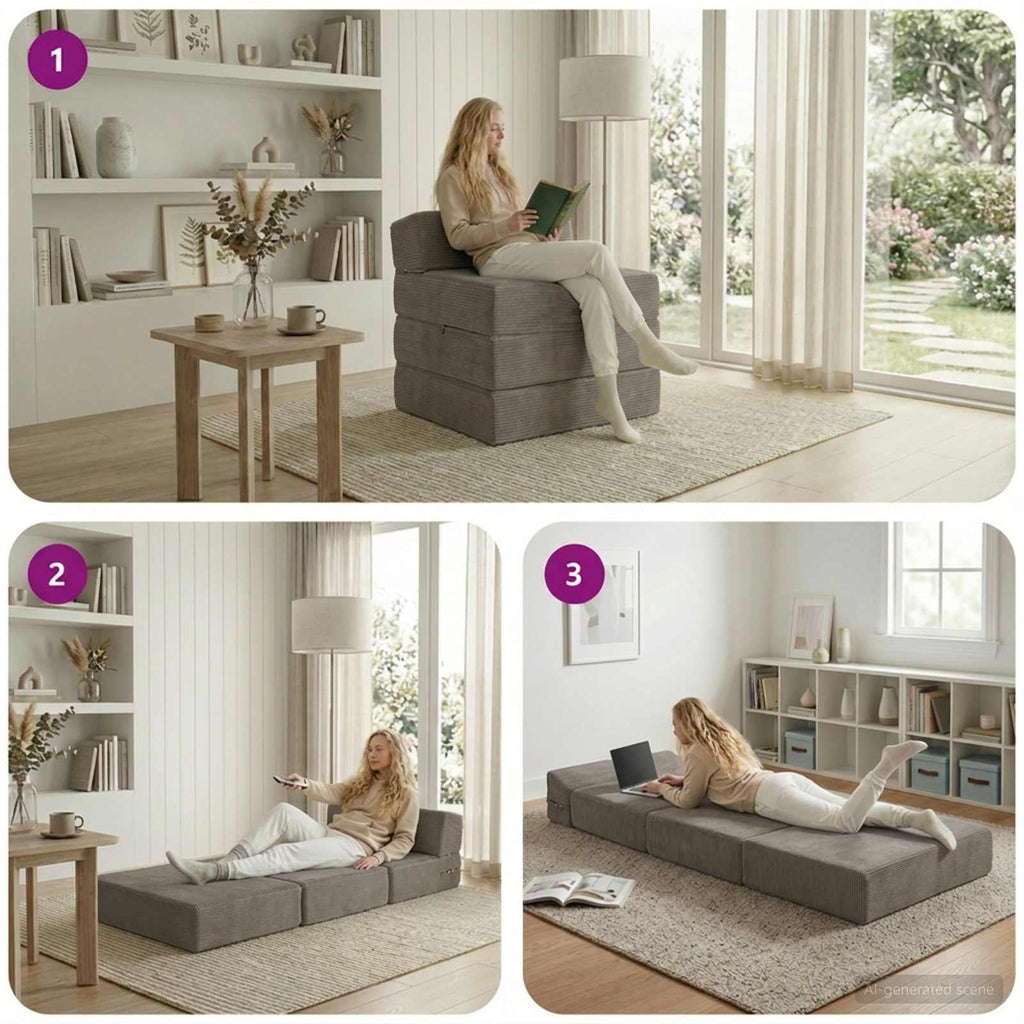 vidaXL Składana Sofa Łóżko jasnoszary 200 x 70 x 15 cm