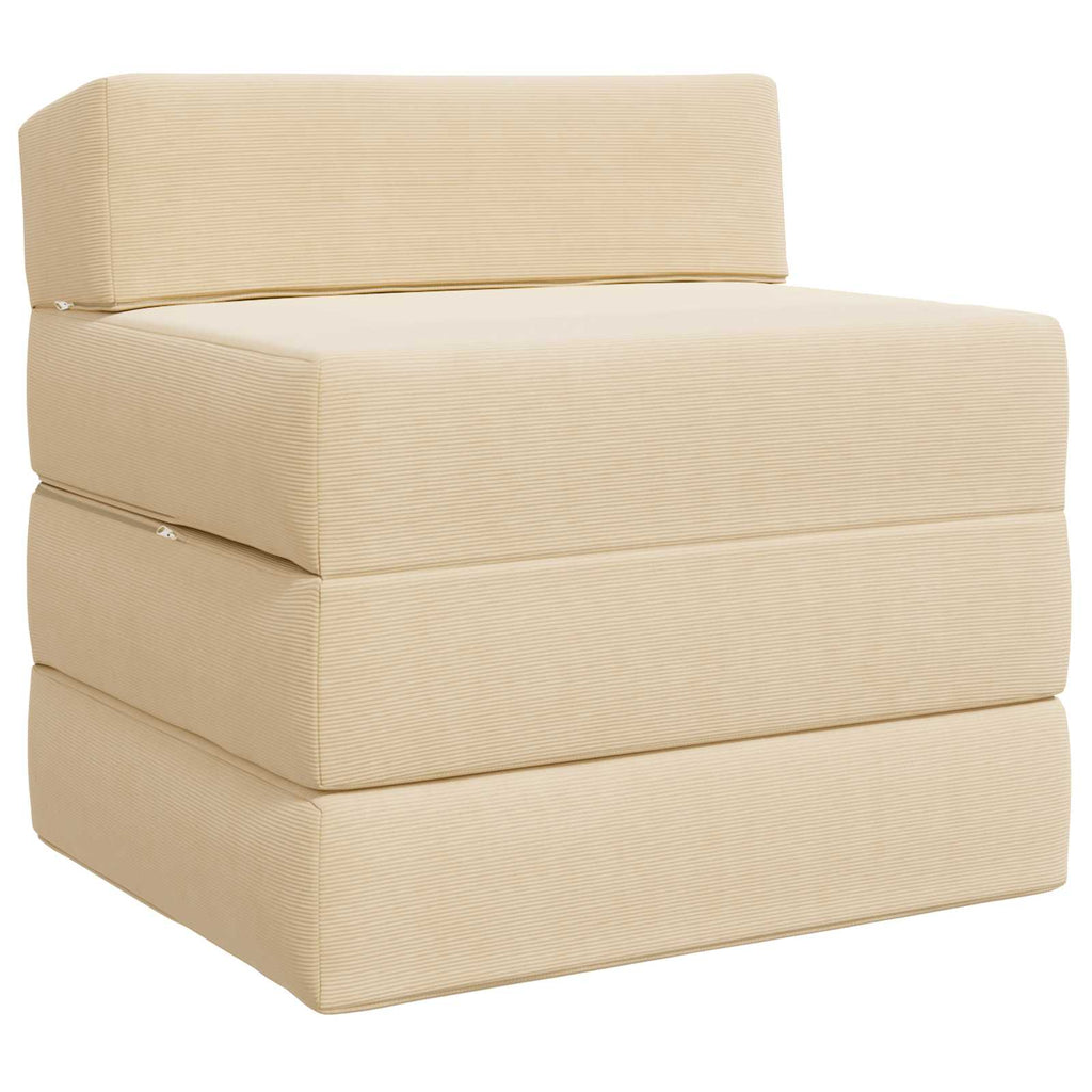 vidaXL Składana Sofa Łóżko kremowy 200 x 70 x 15 cm Tkanina sztruksowa