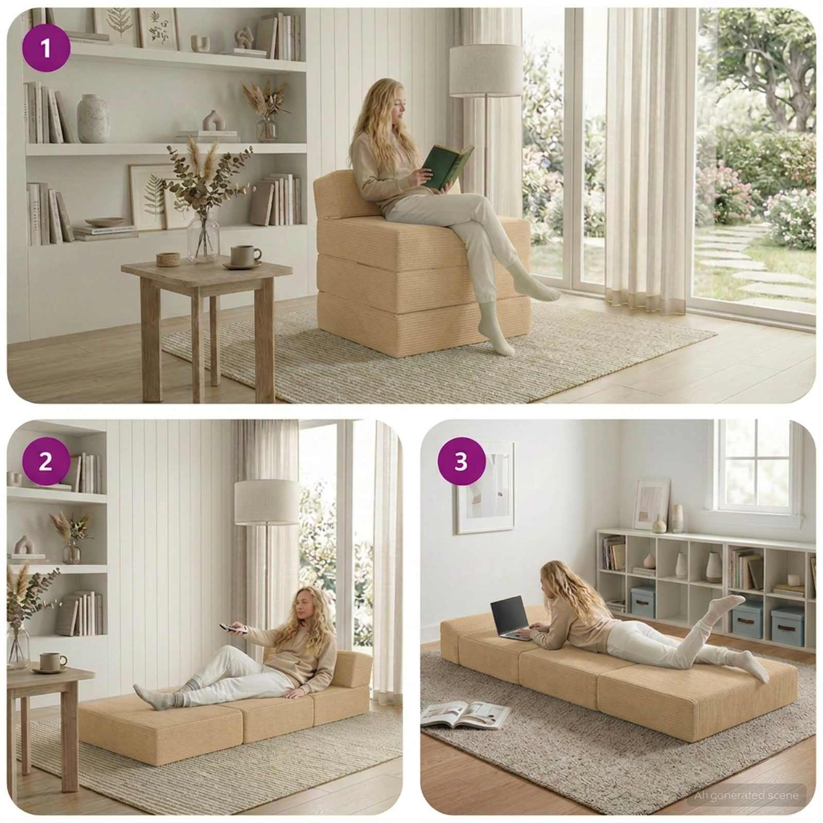 vidaXL Składana Sofa Łóżko Jasnozielony szary 200 x 70 x 15 cm