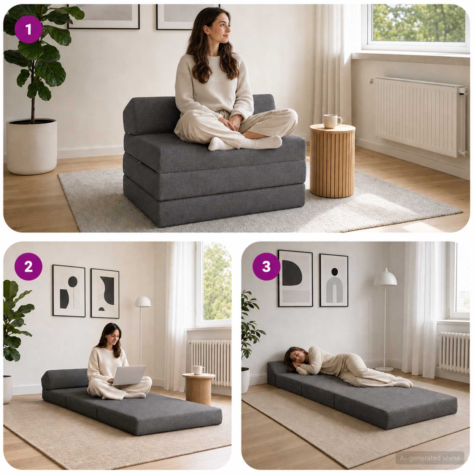 vidaXL Składana Sofa Łóżko jasnoszary 200 x 70 x 10 cm tkanina