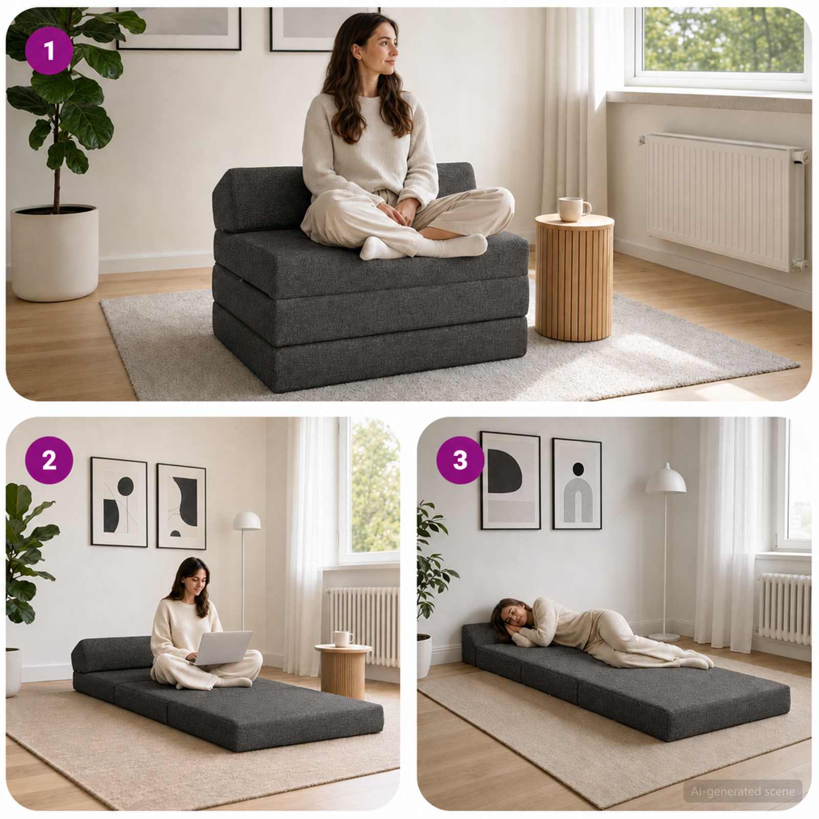 vidaXL Składana Sofa Łóżko ciemnoszary 200 x 70 x 10 cm tkanina