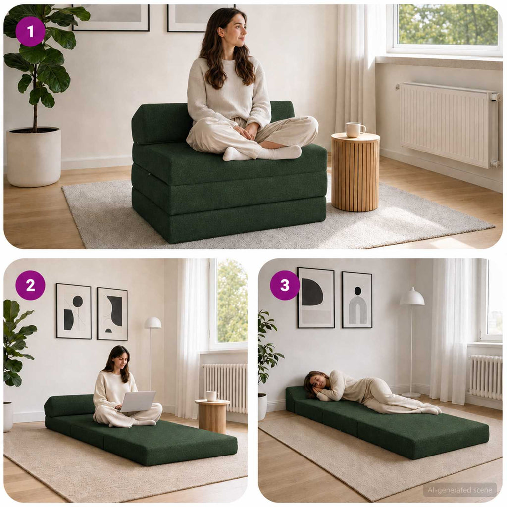 vidaXL Składana Sofa Łóżko Ciemnozielony 200 x 70 x 10 cm tkanina