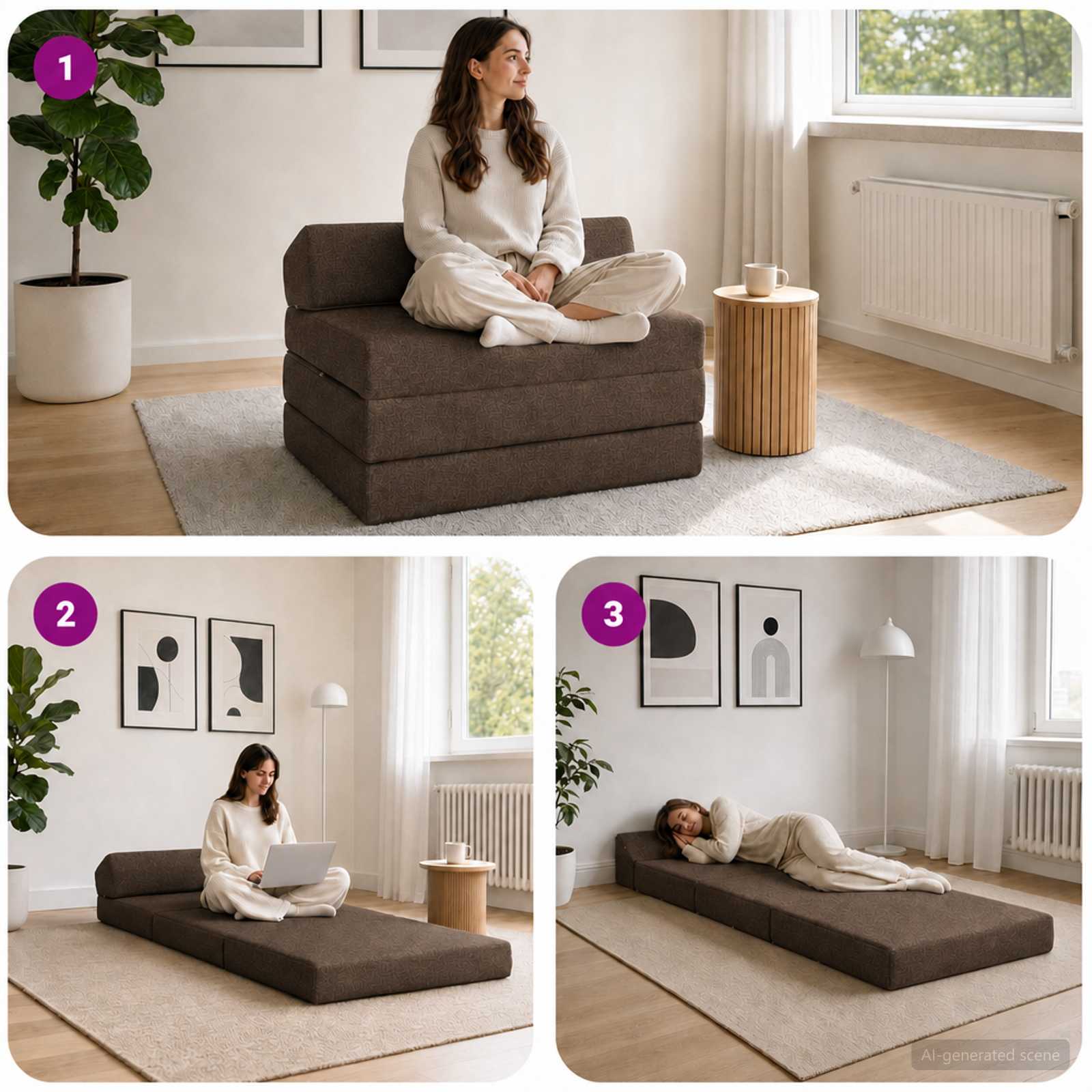 vidaXL Składana Sofa Łóżko Ciemnoszary 200 x 70 x 10 cm tkanina