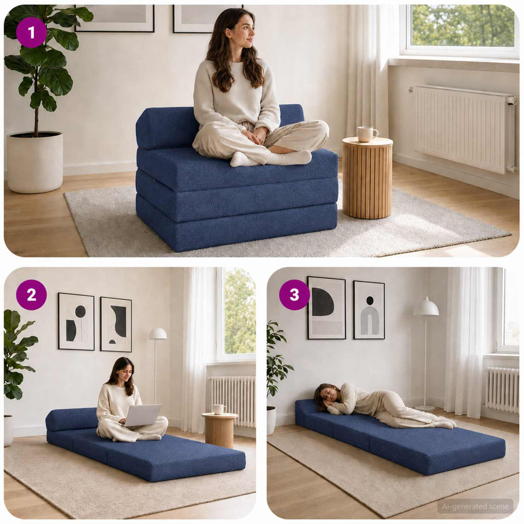 vidaXL Składana Sofa Łóżko niebieski 200 x 70 x 10 cm tkanina