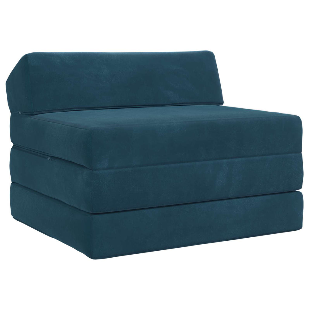 vidaXL Składana Sofa Łóżko niebieski 200 x 70 x 10 cm Welur