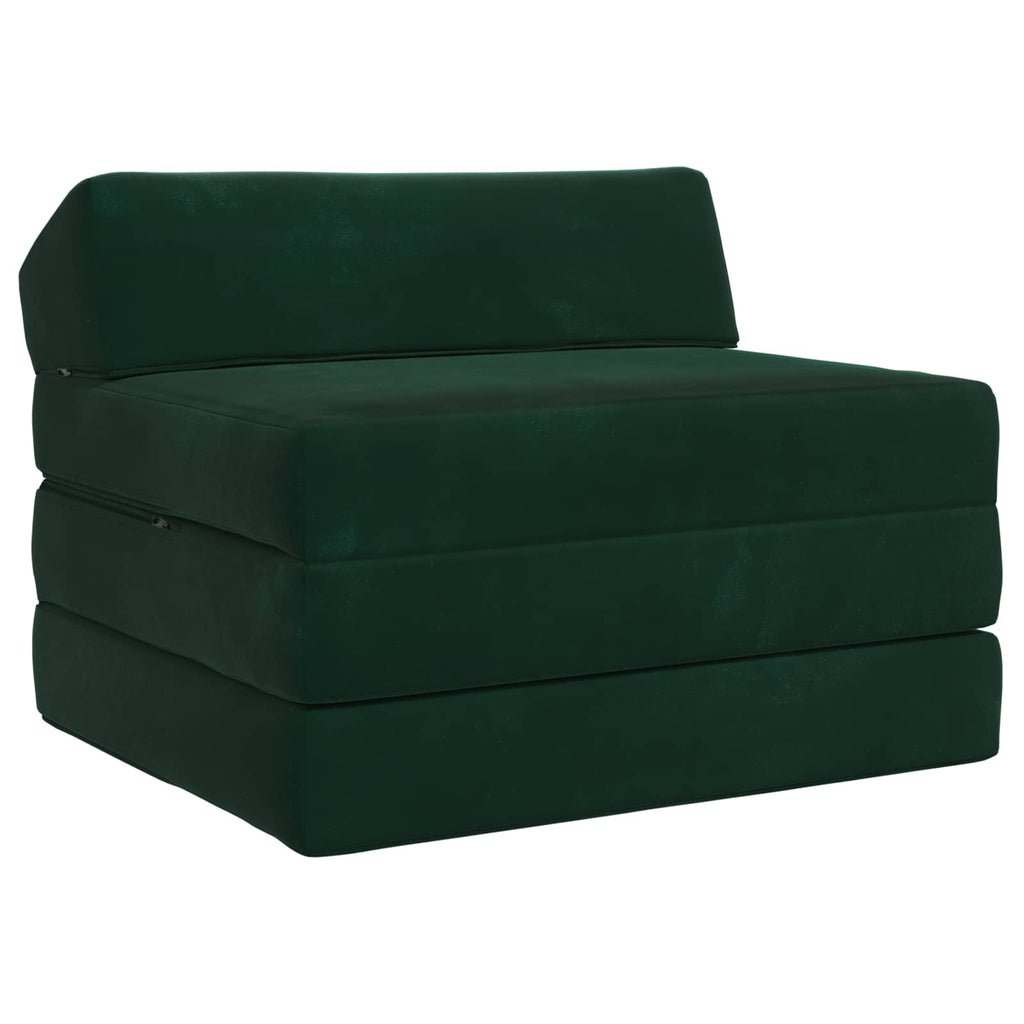 vidaXL Składana Sofa Łóżko Ciemnozielony 200 x 70 x 10 cm Welur