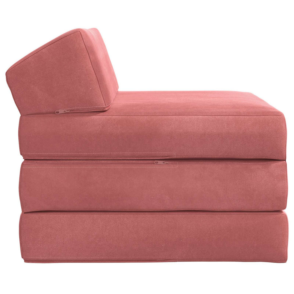 vidaXL Składana Sofa Łóżko różowy 200 x 70 x 10 cm Welur