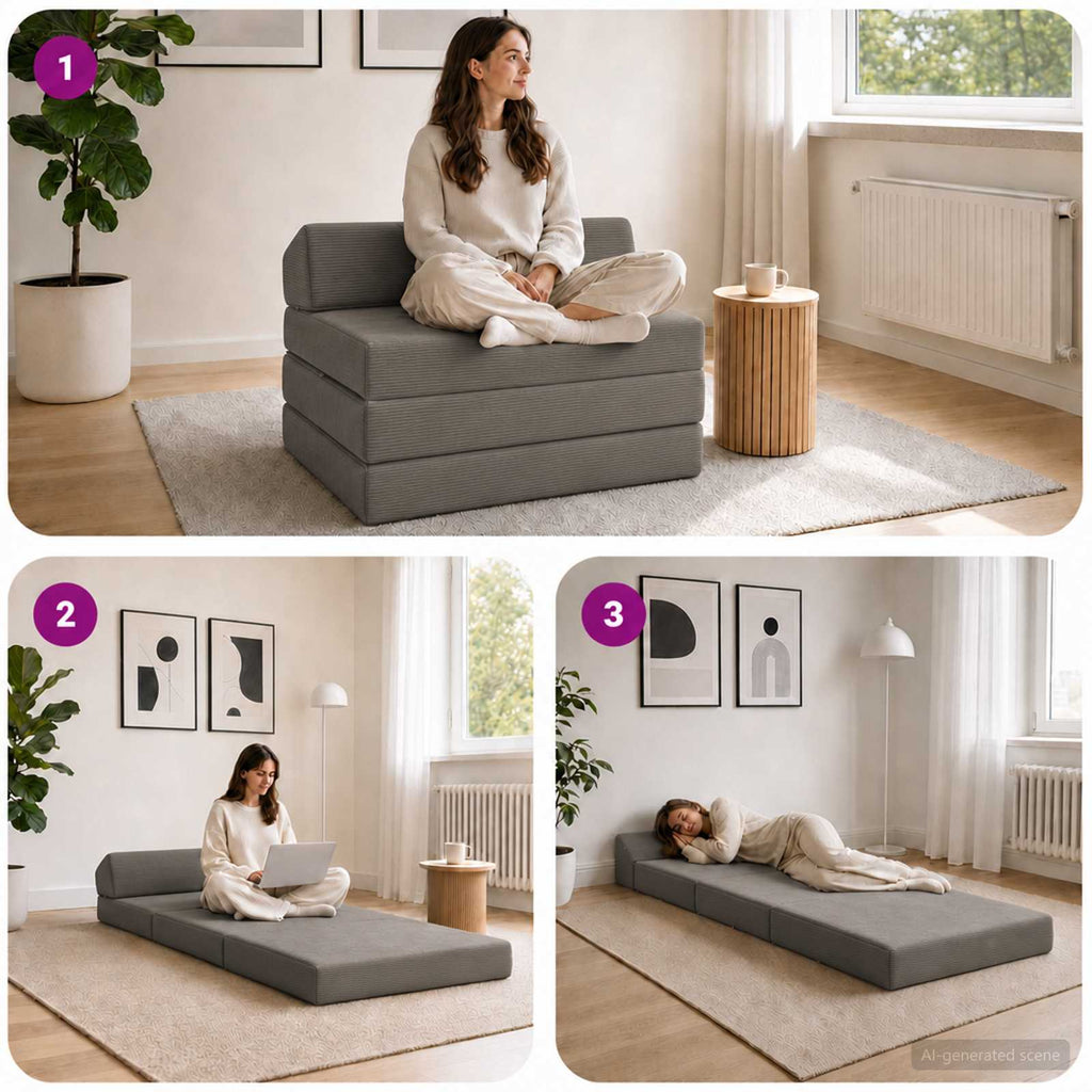 vidaXL Składana Sofa Łóżko jasnoszary 200 x 70 x 10 cm