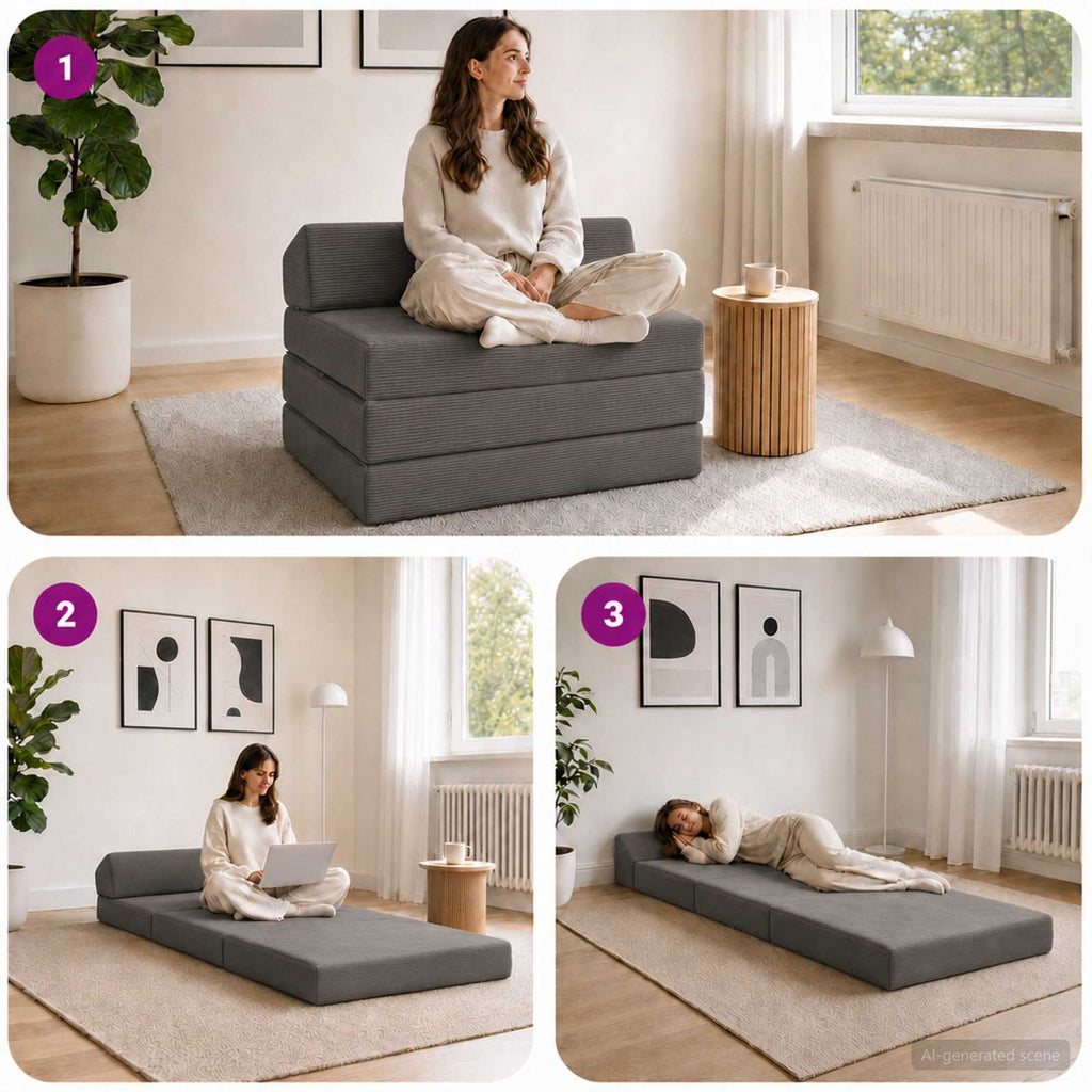 vidaXL Składana Sofa Łóżko ciemnoszary 200 x 70 x 10 cm